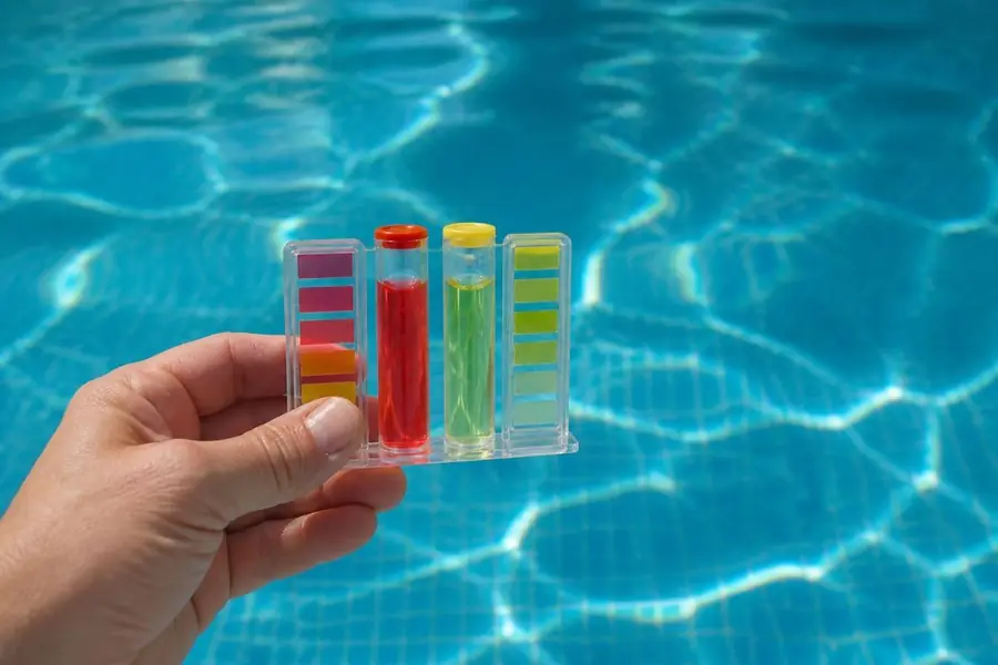 Teste da água da piscina